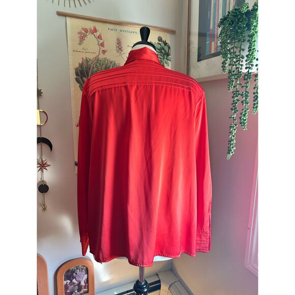 Louis Féraud Vintage Red Secretary Bow Blouse – Size US 16 / XL - Picture 10 of 12
